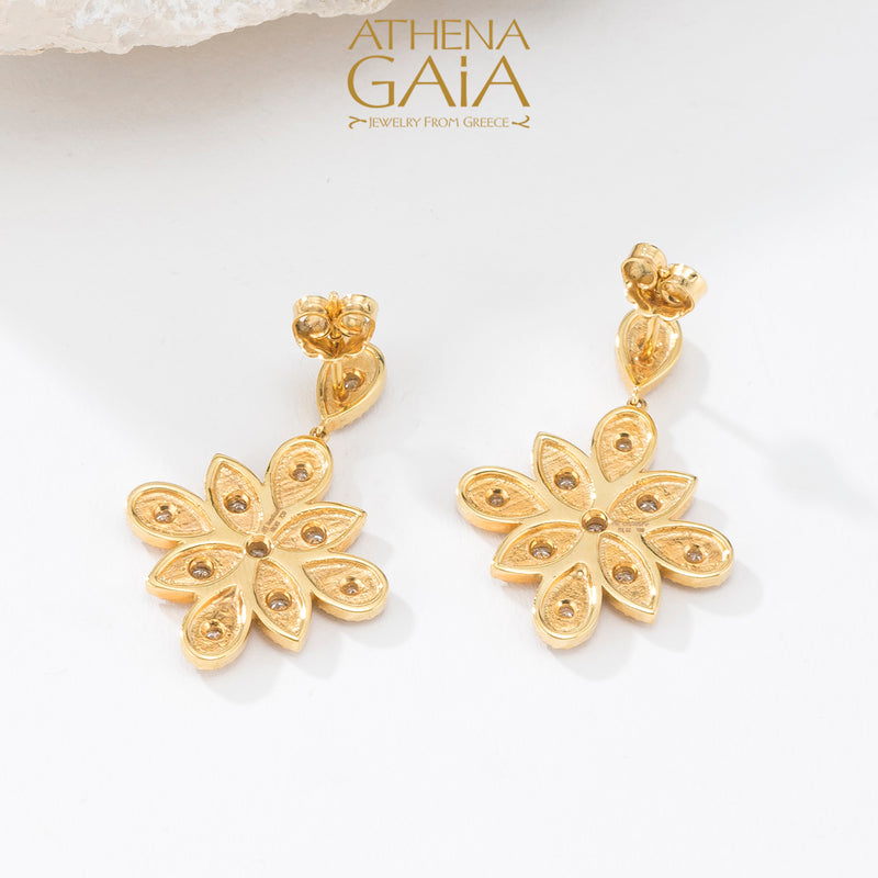 Geometric Drop Earrings - 18k Gold Earrings - Chandelier Earrings