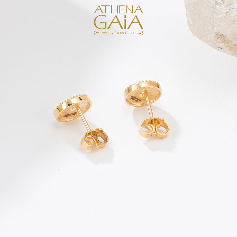 Geometric Diamond Circle Earrings - 18k Gold - Stud Earrings