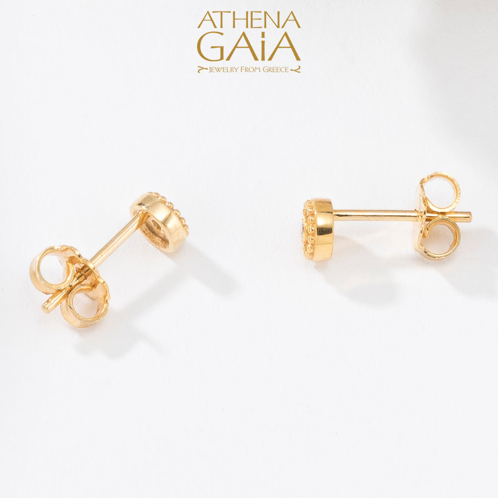 Mini Diamond Circle Earrings - 18k Gold Earrings - Stud Earrings