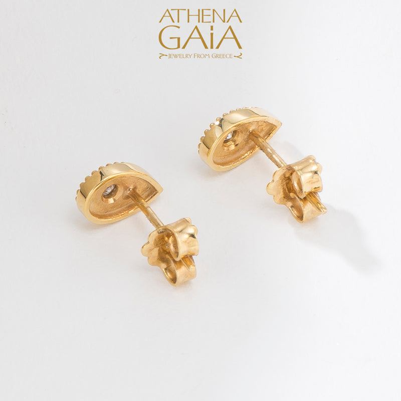 Geometric Diamond Drop Earrings - 18k Gold - Stud Earrings