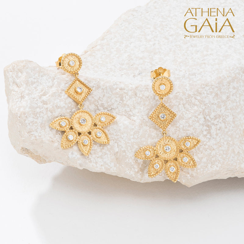 Geometric Sundown Chandelier Earrings - 18k Gold Earrings