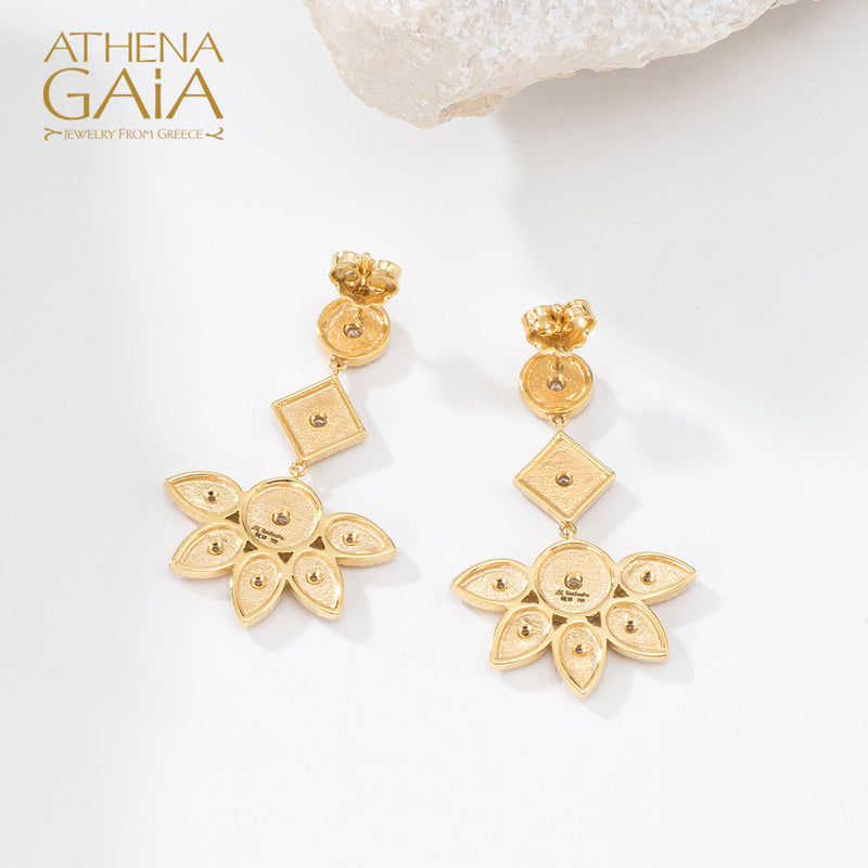 Geometric Sundown Chandelier Earrings - 18k Gold Earrings