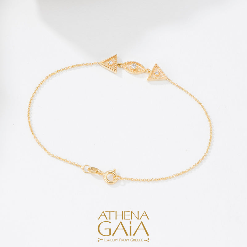Geometric Prolate and Triangle Bracelet - 18k Gold Bracelet