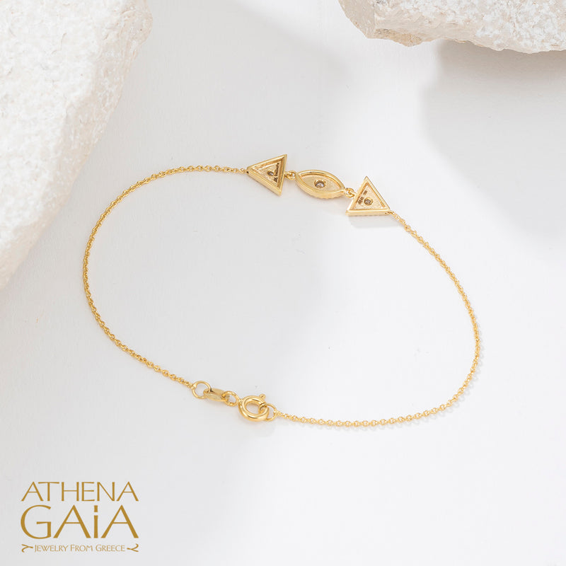 Geometric Prolate and Triangle Bracelet - 18k Gold Bracelet