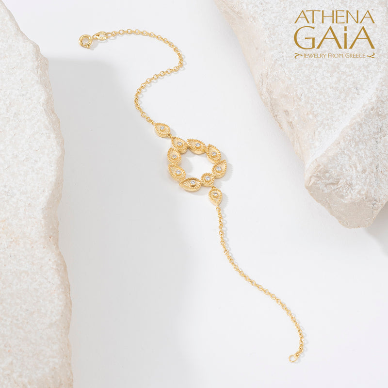 Geometric Open Circle Drops Bracelet - 18k Gold Bracelet