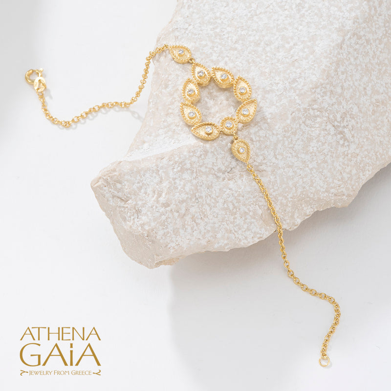 Geometric Open Circle Drops Bracelet - 18k Gold Bracelet