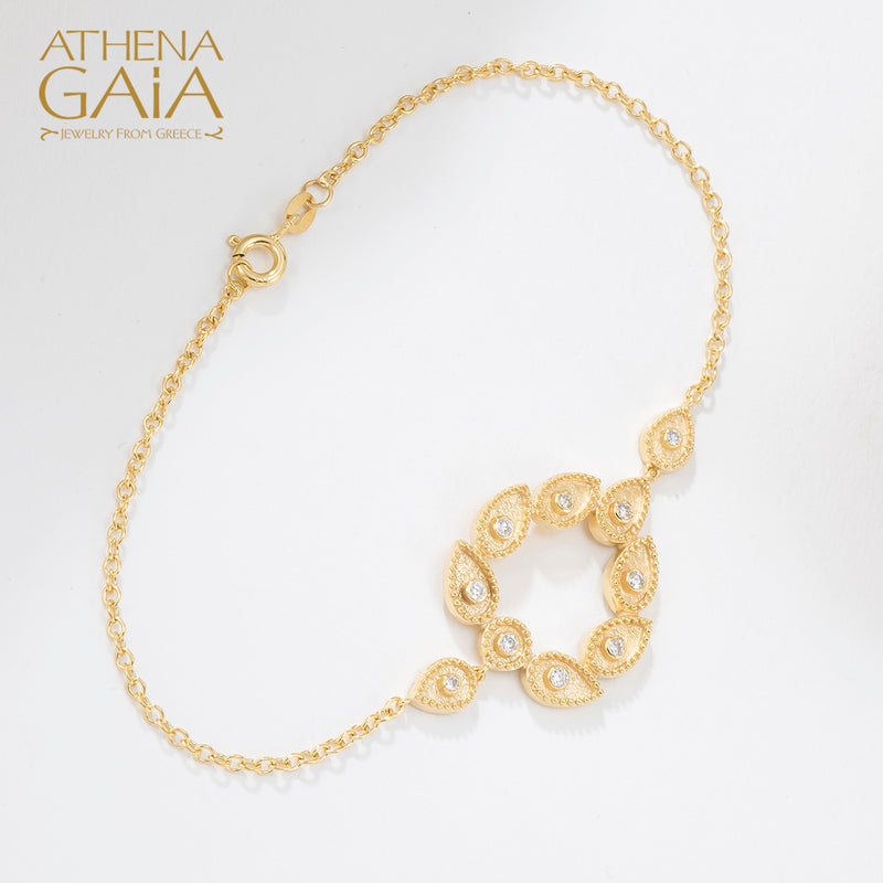 Geometric Open Circle Drops Bracelet - 18k Gold Bracelet