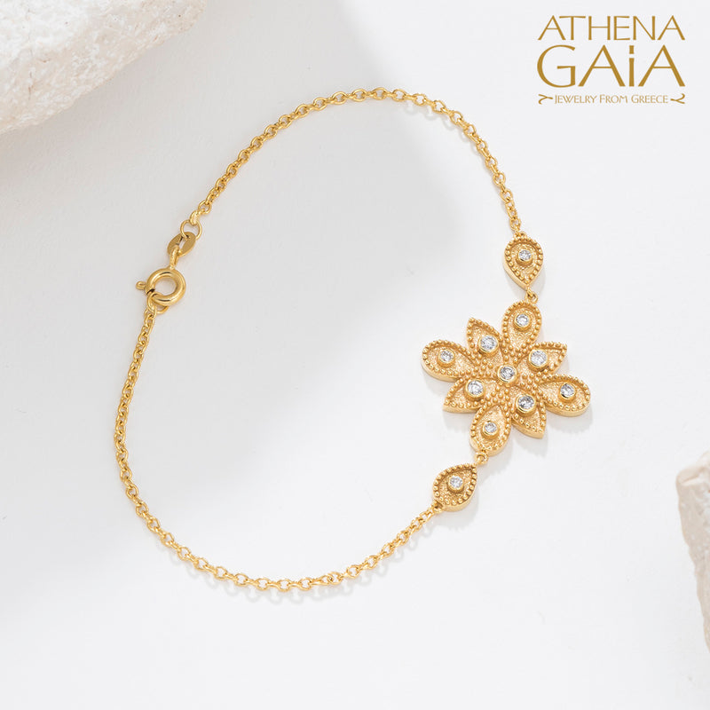 Geometric Closed Circle Drops Bracelet - 18k Gold Bracelet