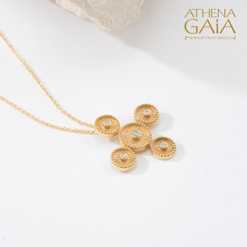 Circles Cross - 18k Gold - Geometric Greek Cross