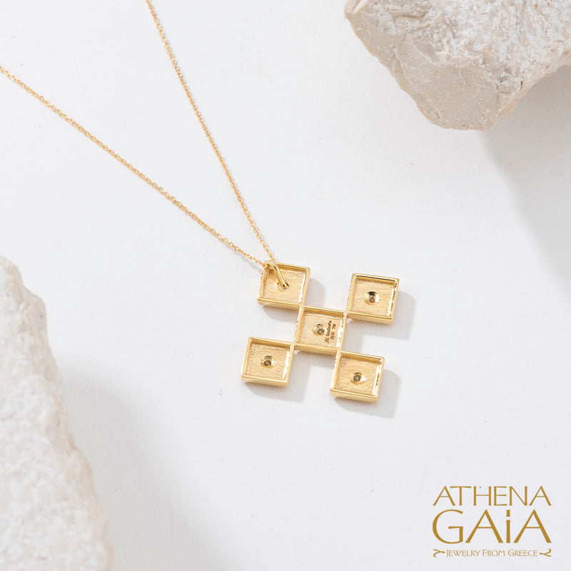 Squares Cross - 18k Gold - Geometric Greek Cross