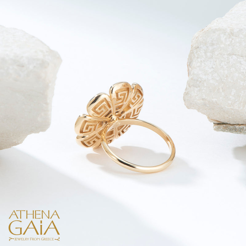 Mythical Anemone Key Petal Ring - 18k Gold Ring - Cocktail Ring
