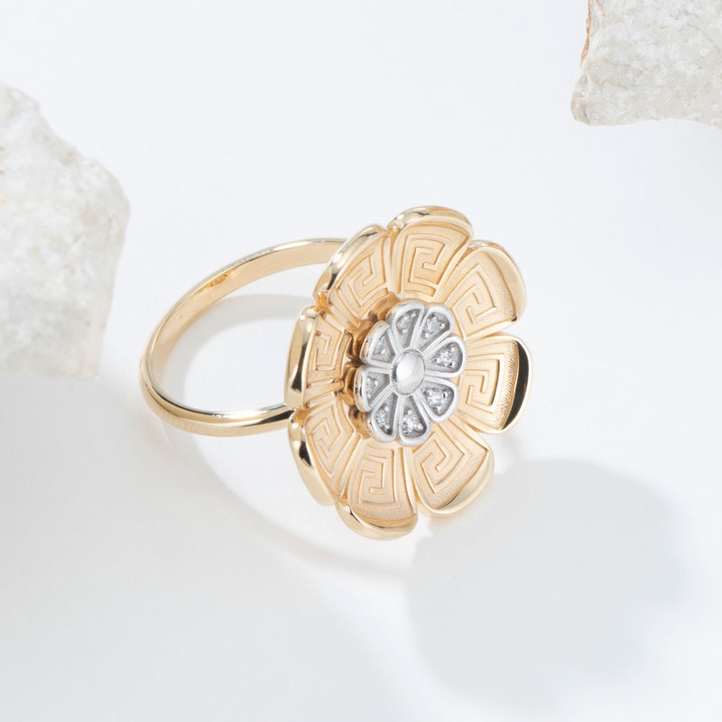 Mythical Anemone Key Petal Ring - 18k Gold Ring - Cocktail Ring