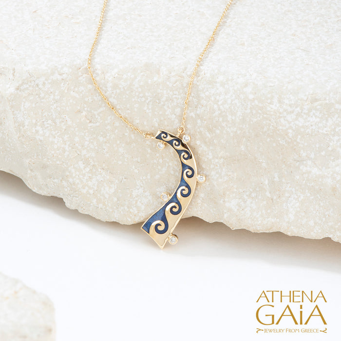 Mythical Hanging Argonaut Pendant with Diamonds Necklace