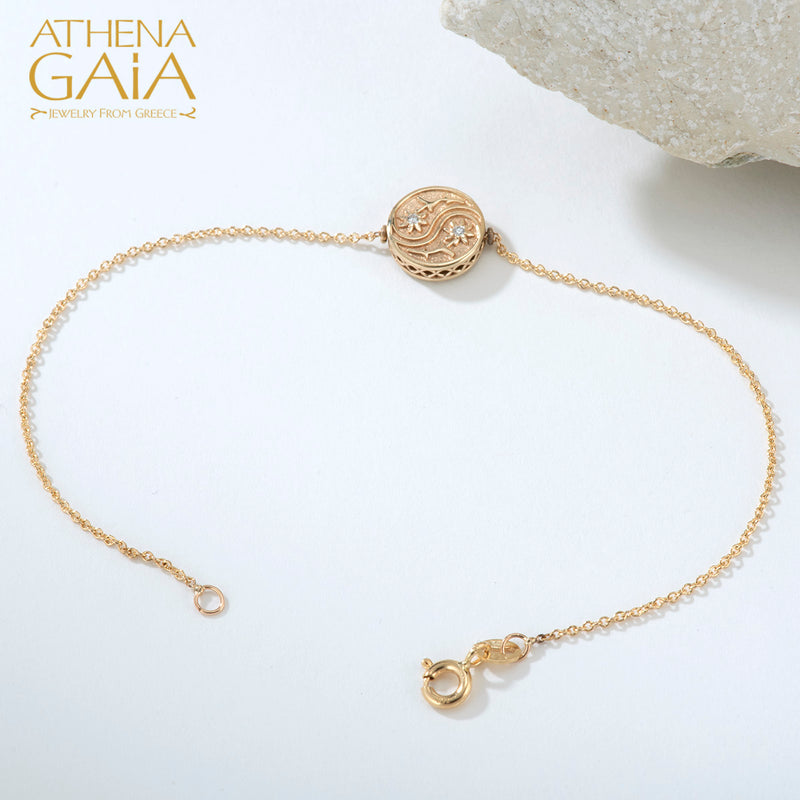 Elegant Enamel Balance Rose Bracelet -  18k Gold Bracelet