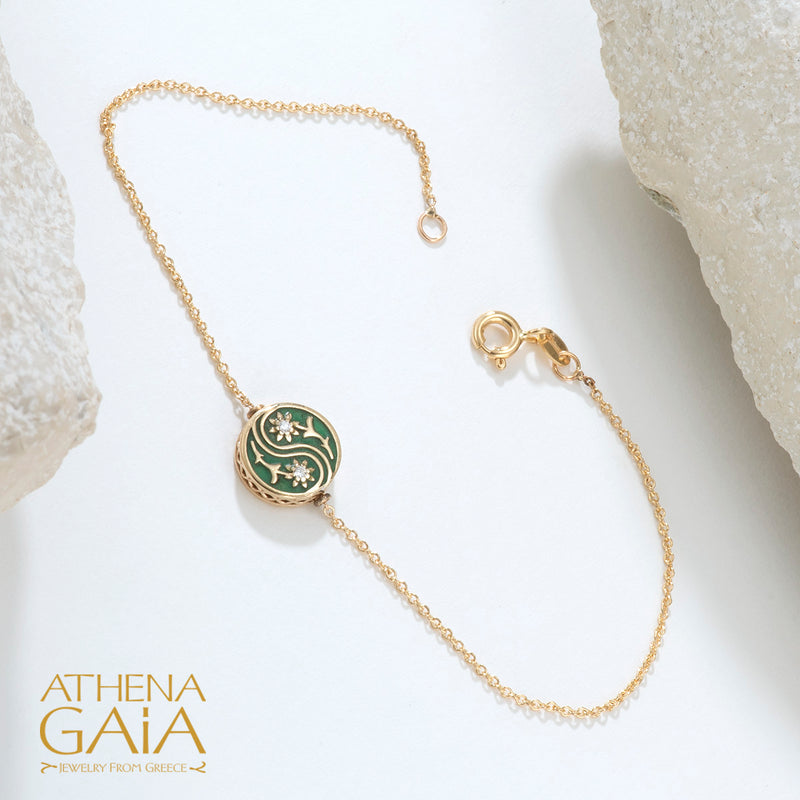 Elegant Enamel Balance Rose Bracelet -  18k Gold Bracelet