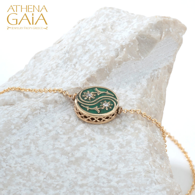 Elegant Enamel Balance Rose Bracelet -  18k Gold Bracelet