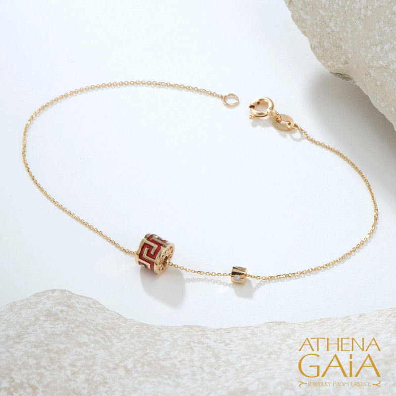 Eternal Rolling Drum Greek Key Bracelet - 18k Gold Bracelet