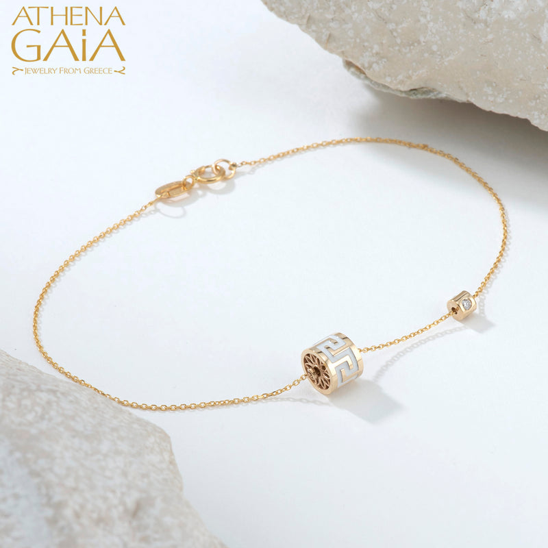 Eternal Rolling Drum Greek Key Bracelet - 18k Gold Bracelet
