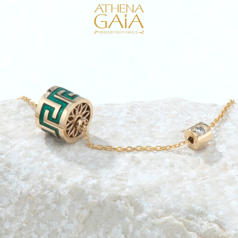 Eternal Rolling Drum Greek Key Bracelet - 18k Gold Bracelet