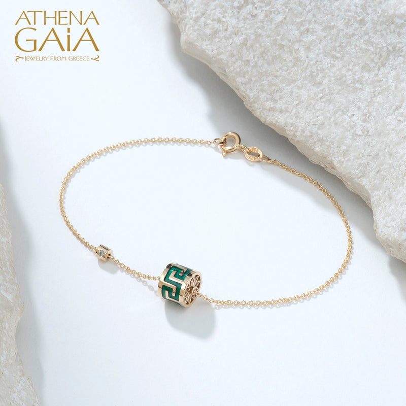 Eternal Rolling Drum Greek Key Bracelet - 18k Gold Bracelet
