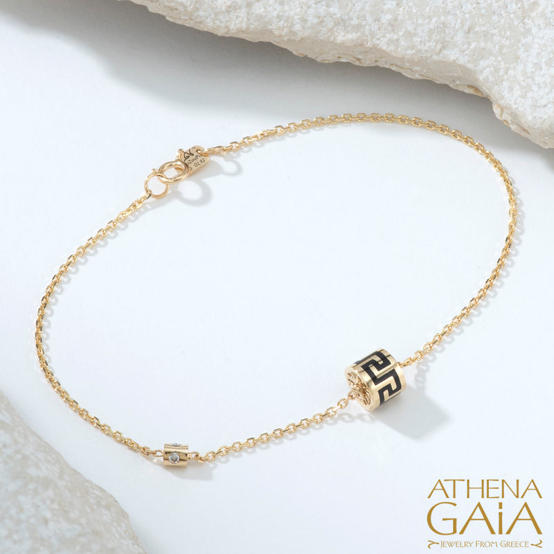 Eternal Rolling Drum Greek Key Bracelet - 18k Gold Bracelet