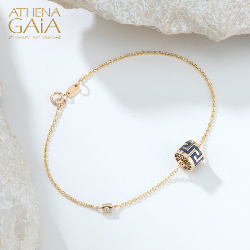 Eternal Rolling Drum Greek Key Bracelet - 18k Gold Bracelet