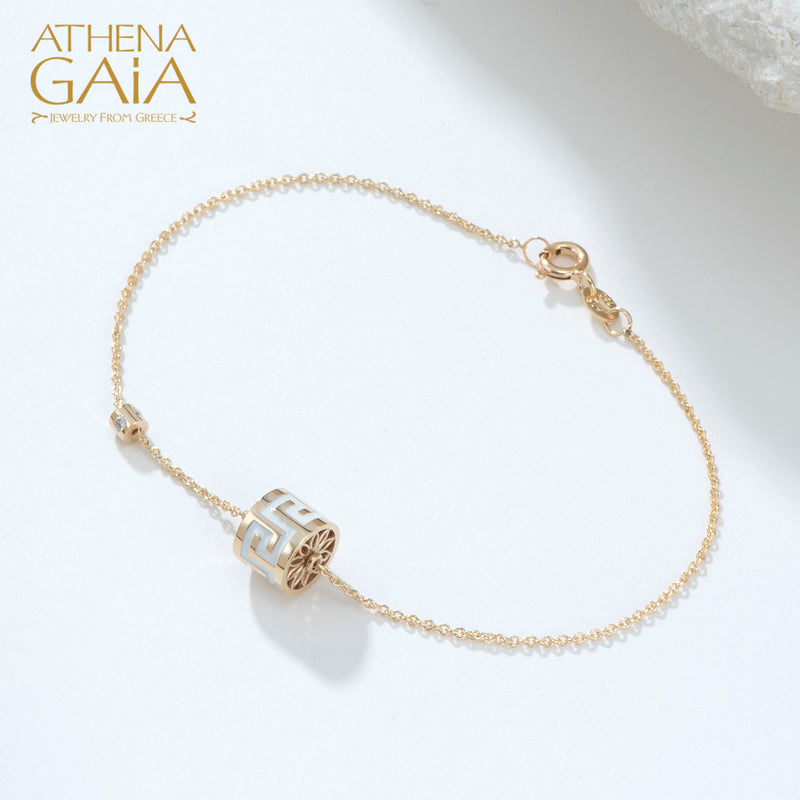 Eternal Rolling Drum Greek Key Bracelet - 18k Gold Bracelet