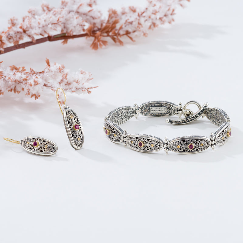 Mediterranean Oval Link Earrings - 18k Gold & Sterling Silver Earrings - French Wire Earrings