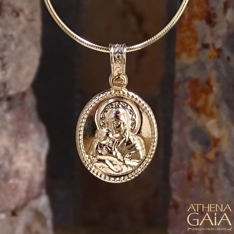 ICXC NIKA Mother and Child Konstantinata Cross - 14k Gold