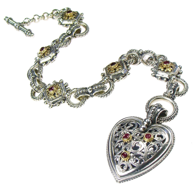 Garden Shadows Medium Heart Pendant - 18k Gold & Sterling Silver Pendant