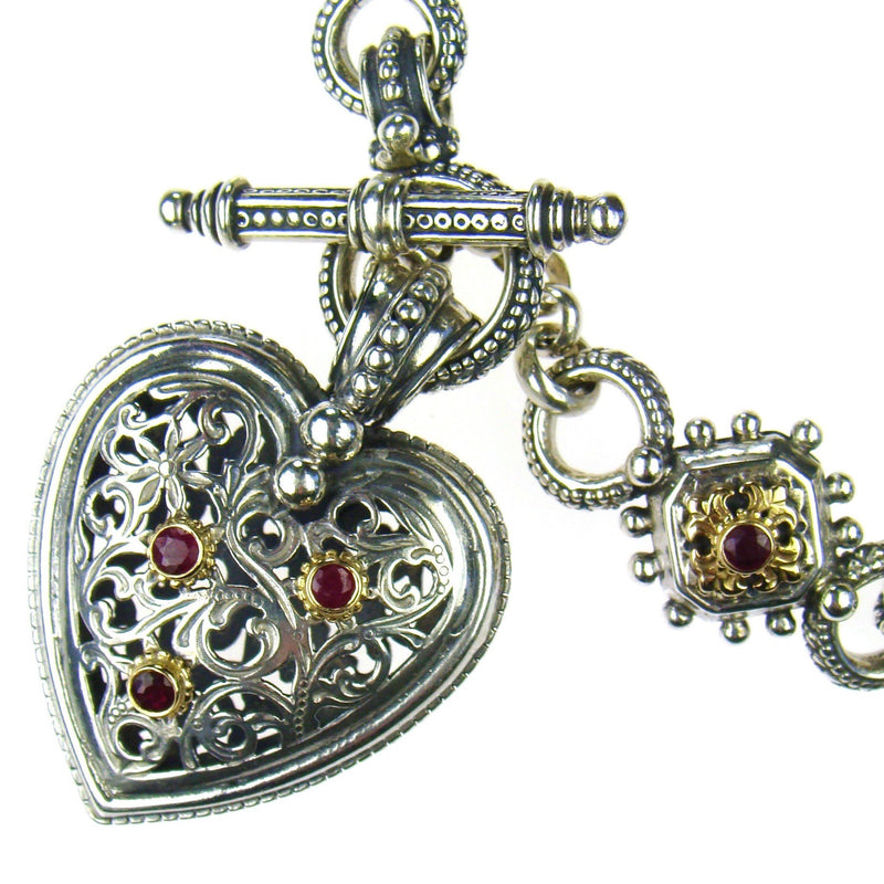 Garden Shadows Medium Heart Pendant - 18k Gold & Sterling Silver Pendant