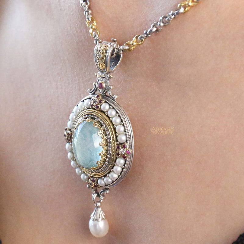 Pop Rocks Megali Oval Pendant - 18k Gold & Sterling Silver Pendant