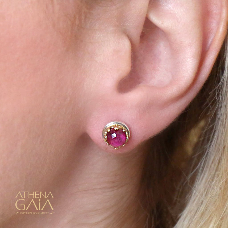 Pop Rocks Small Circle Post Earrings - 18k Gold & Sterling Silver Earrings