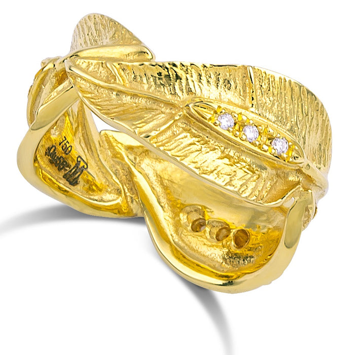 Golden Peonies Diamond Ring