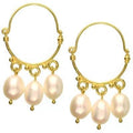 Evangelatos 18k Gold Pearl Hoop Earrings