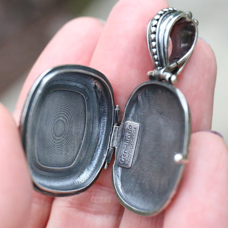 Silver Barrel Locket Pendant - Sterling Silver Pendant