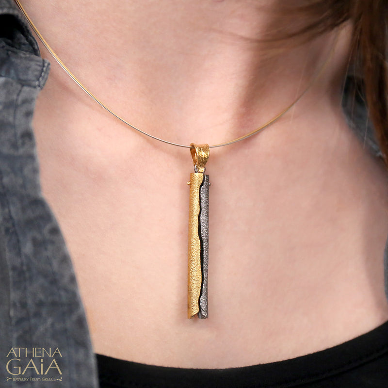 Wind Chimes Pendant Necklace - Gold Plated Sterling Silver Necklace