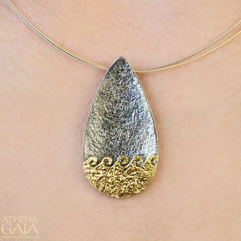 Nightwaves Pendant Necklace - Gold Plated Sterling Silver Necklace