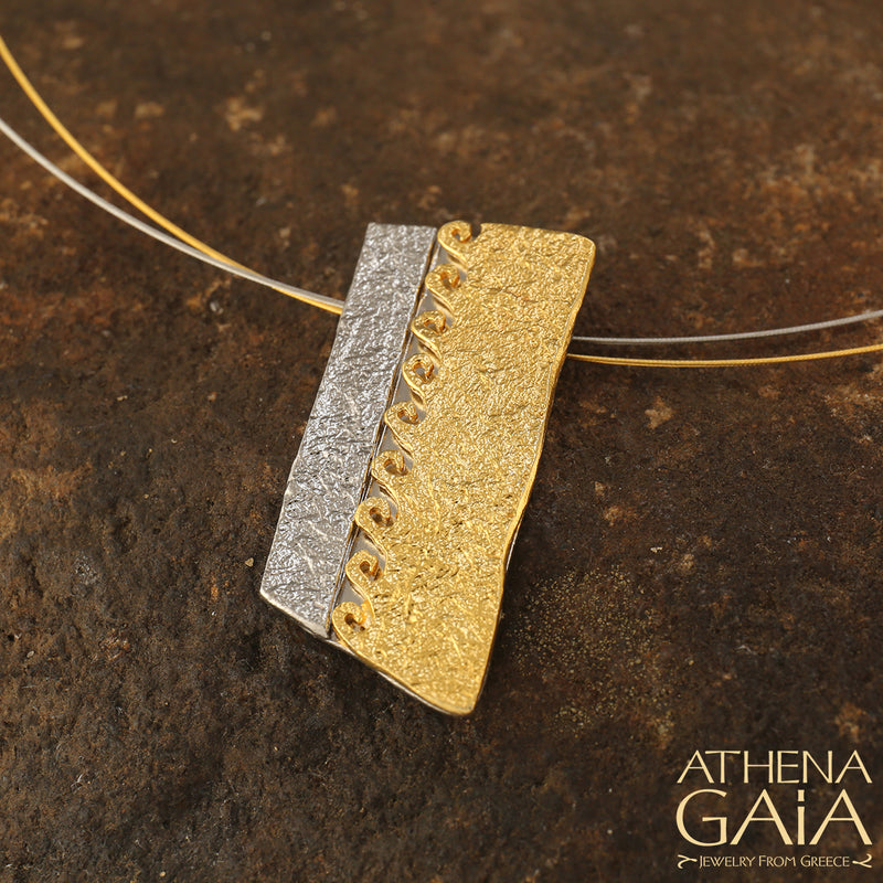 Nightwaves Tag Pendant Necklace - Gold Plated Sterling Silver Necklace