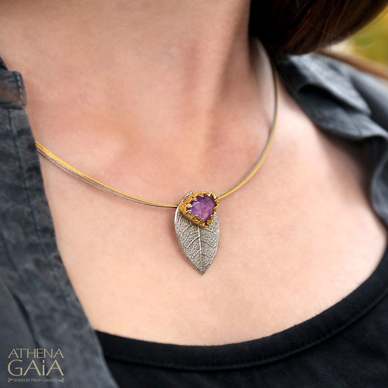 Empathic Amethyst Necklace - Gold Plated Sterling Silver Necklace