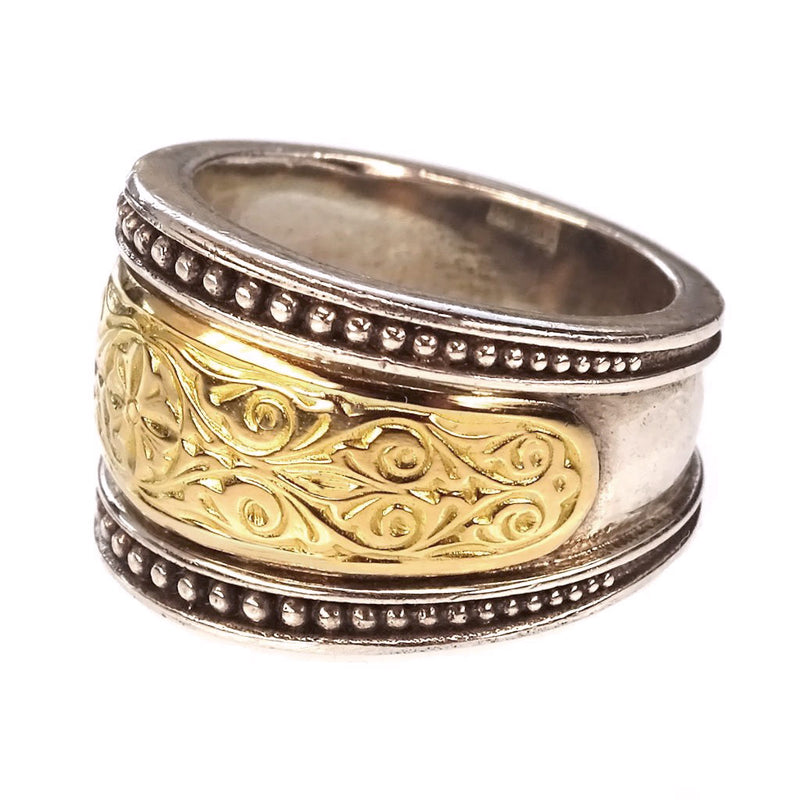 Sun Zephyr Ring - 18k Gold & Sterling Silver Ring - Cigar Band Ring