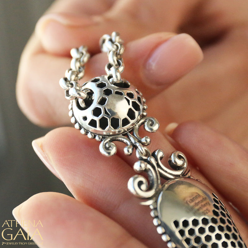 Anthemion Drop Pendant - Sterling Silver Pendant