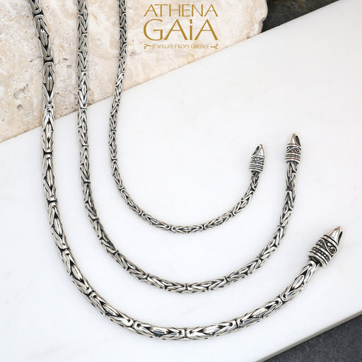 925 Sterling Silver Byzantine Chain Necklace Women, White Viking 925 Sterling Silver Byzantine Chain Necklace Women, White Viking