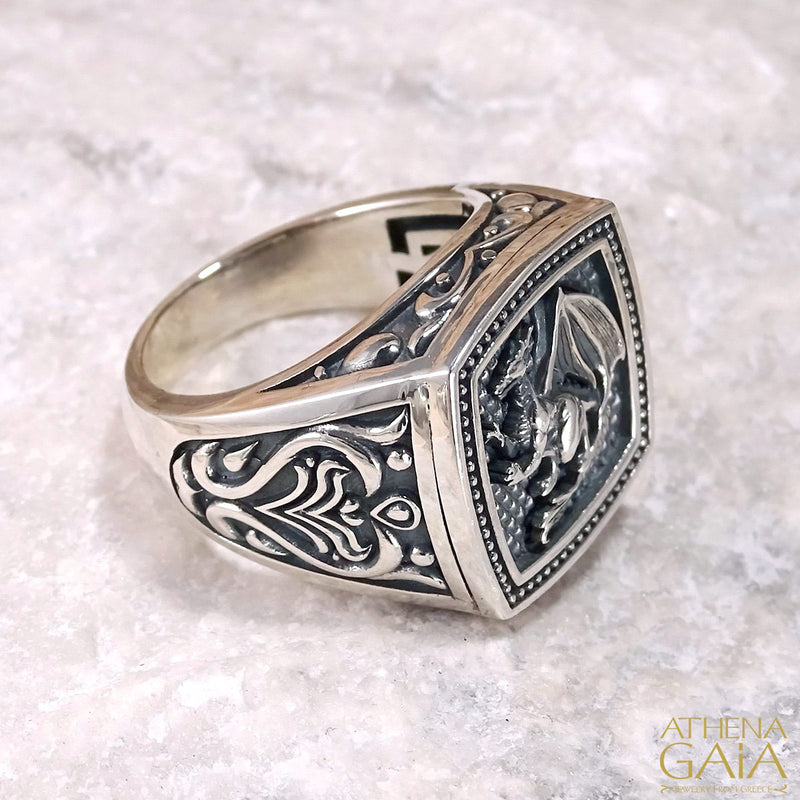 Dragon Ring - Sterling Silver Ring - Signet Ring