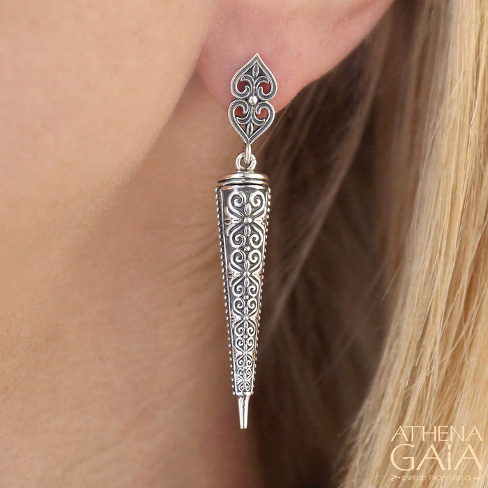 Long Etched Earrings