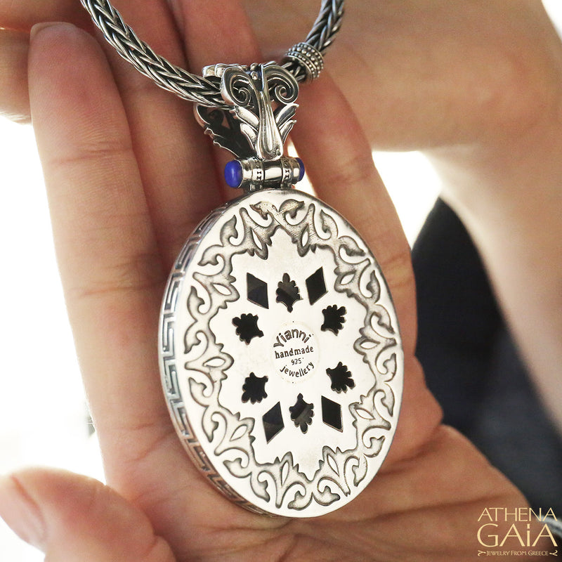 Post Hellenic Lapis Pendant - Sterling Silver Pendant
