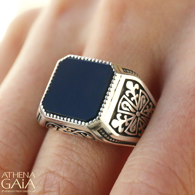 Etched Ring - Sterling Silver Ring - Club Ring