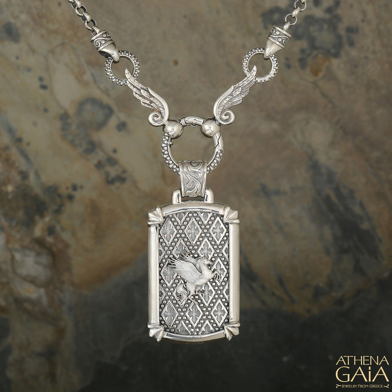 Pegasus Tag Pendant - Sterling Silver Pendant
