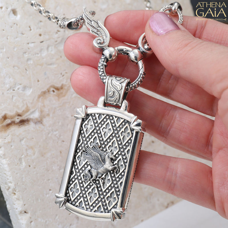 Pegasus Tag Pendant - Sterling Silver Pendant