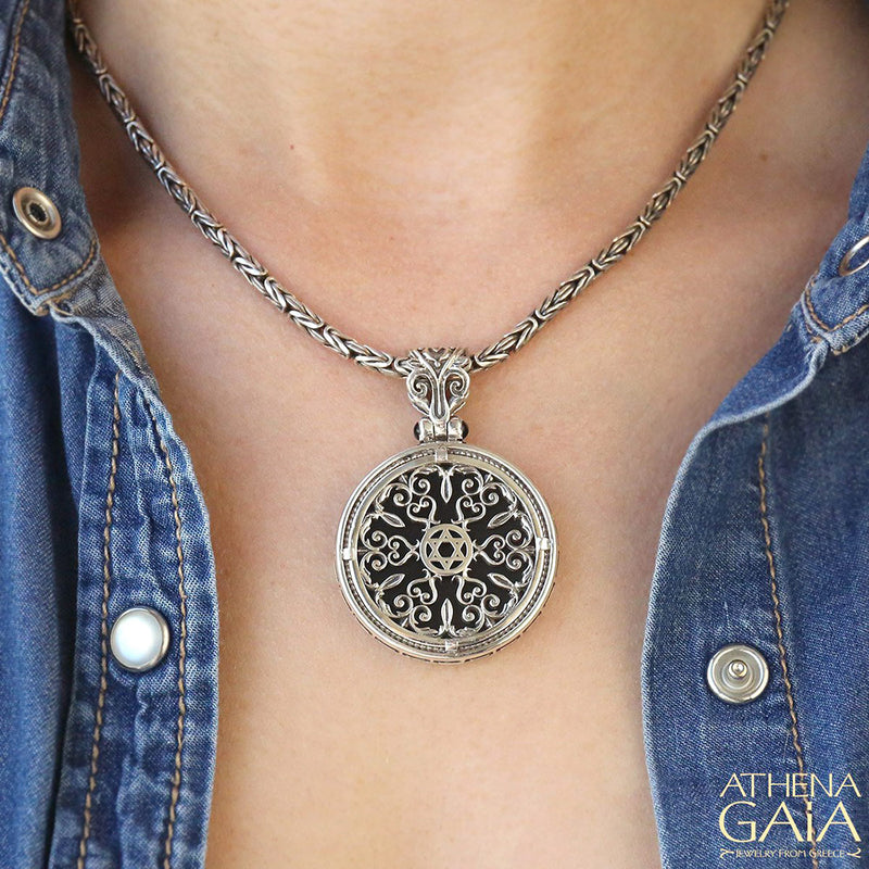 Star of David Meander Pendant - Sterling Silver Pendant